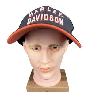 New Era Harley-Davidson Racing Cap Men's L-XL Black Orange Polyester & Spandex